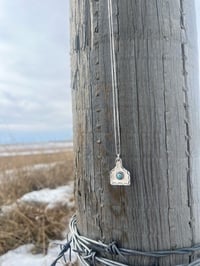Image 2 of Sterling Silver Cow Tag Necklace with Turquoise