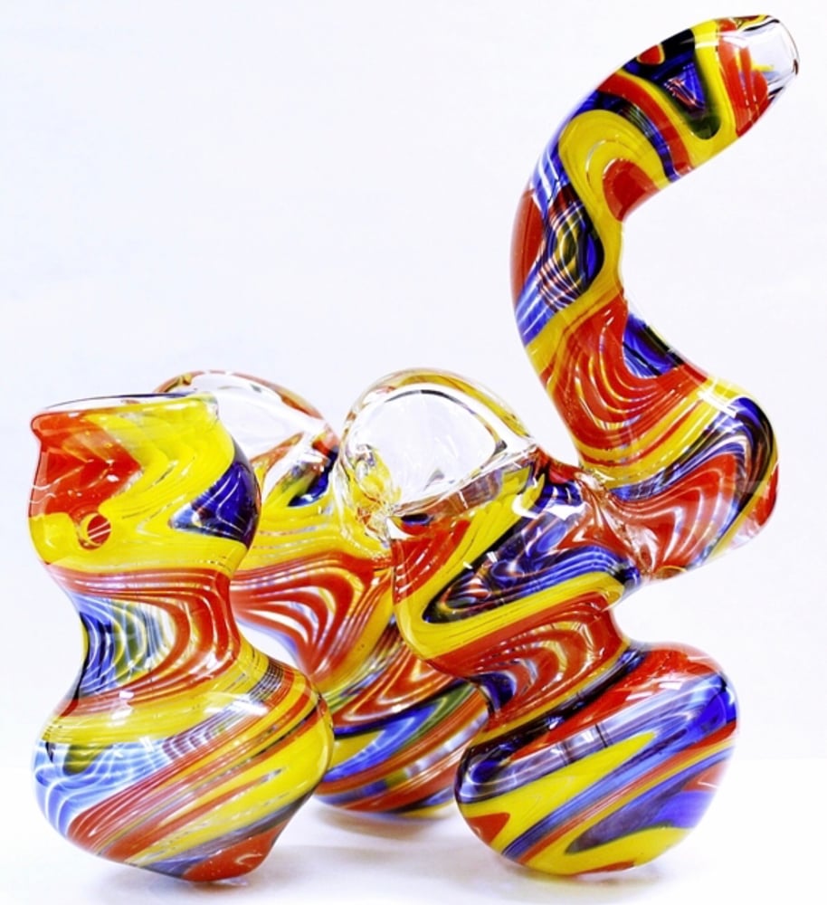 Image of 3 chamber colorful bubbler