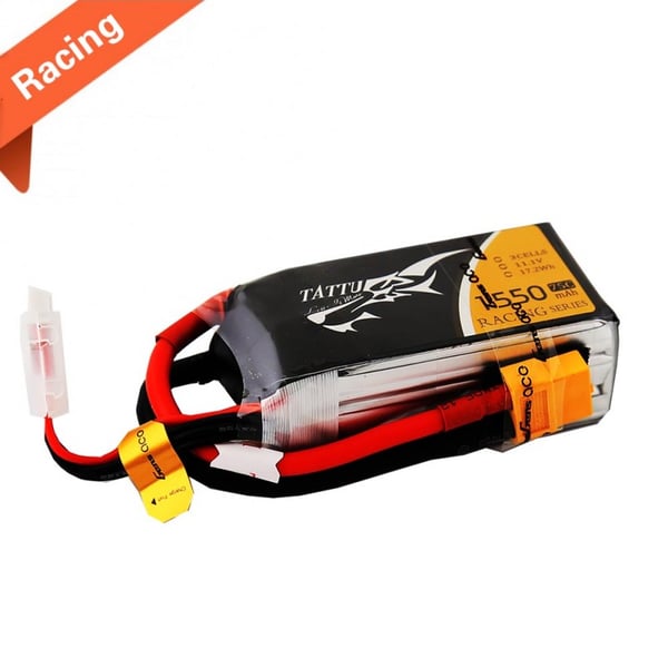 Image of Tattu 1550mAh 11.1V 75C 3S1P Lipo Battery Pack Racing with XT60 plug