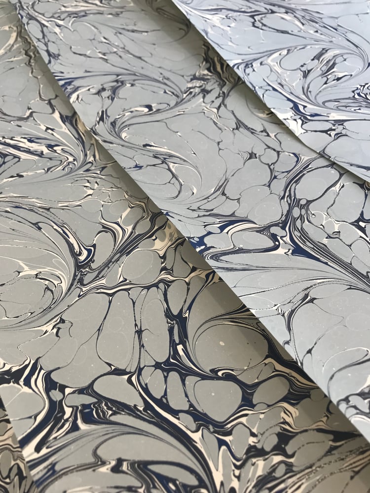 Image of Marbled Paper #31 'Eau de Nil' Contemporary Marbled Design. 