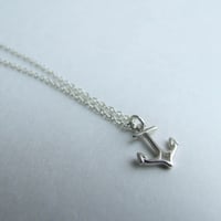 Image 3 of Anchors Aweigh - Tiny Sterling Silver Anchor