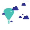 Heißluftballon Wandtattoo mit Wolken