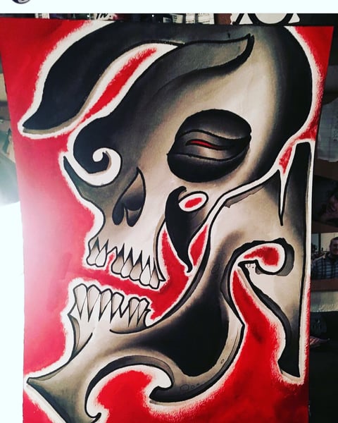 Image of Abstract skull painting