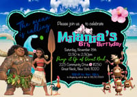 Image 1 of Moana inspired birthday invitations & return address labels