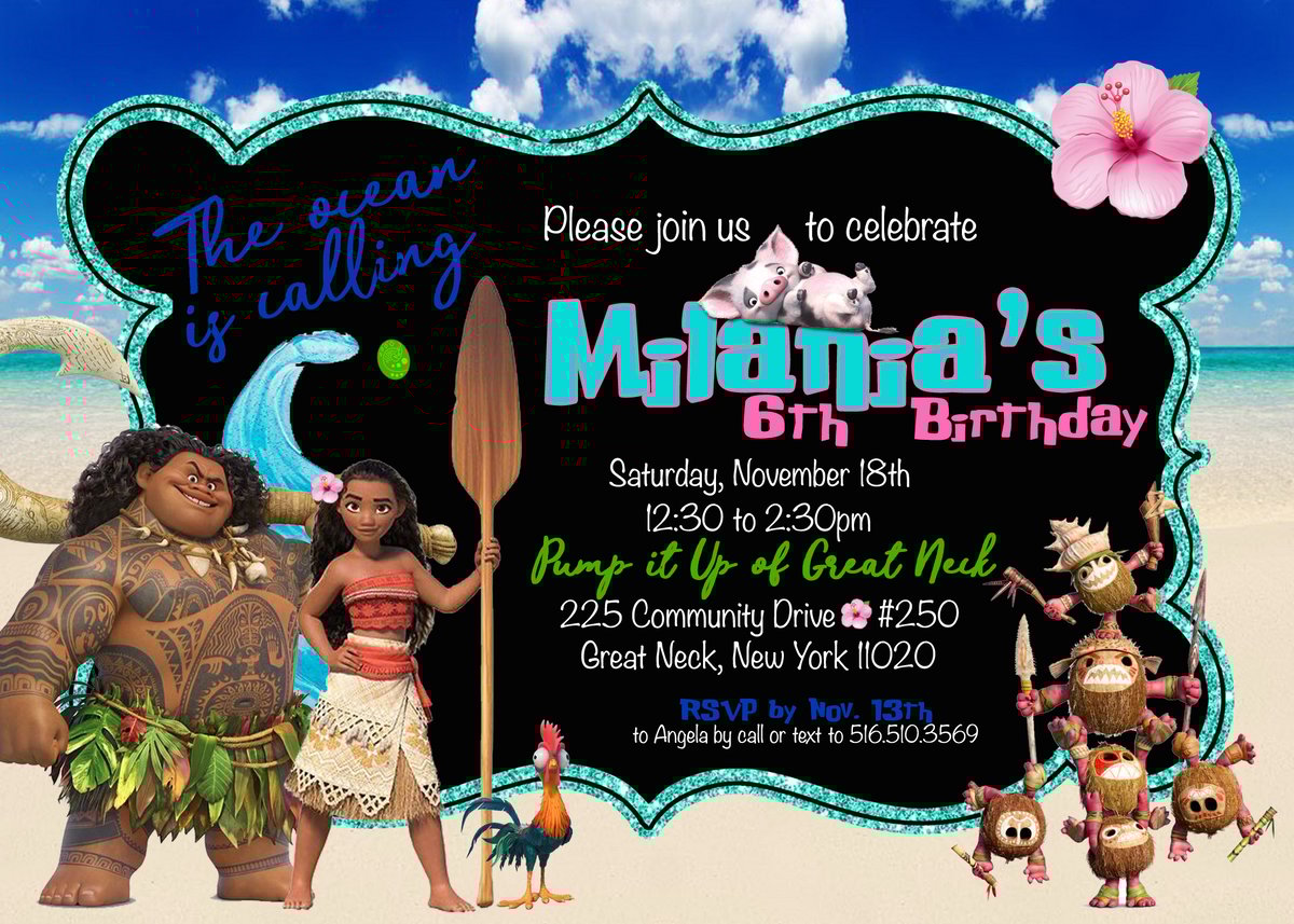 Moana inspired birthday invitations & return address labels Paper Fox