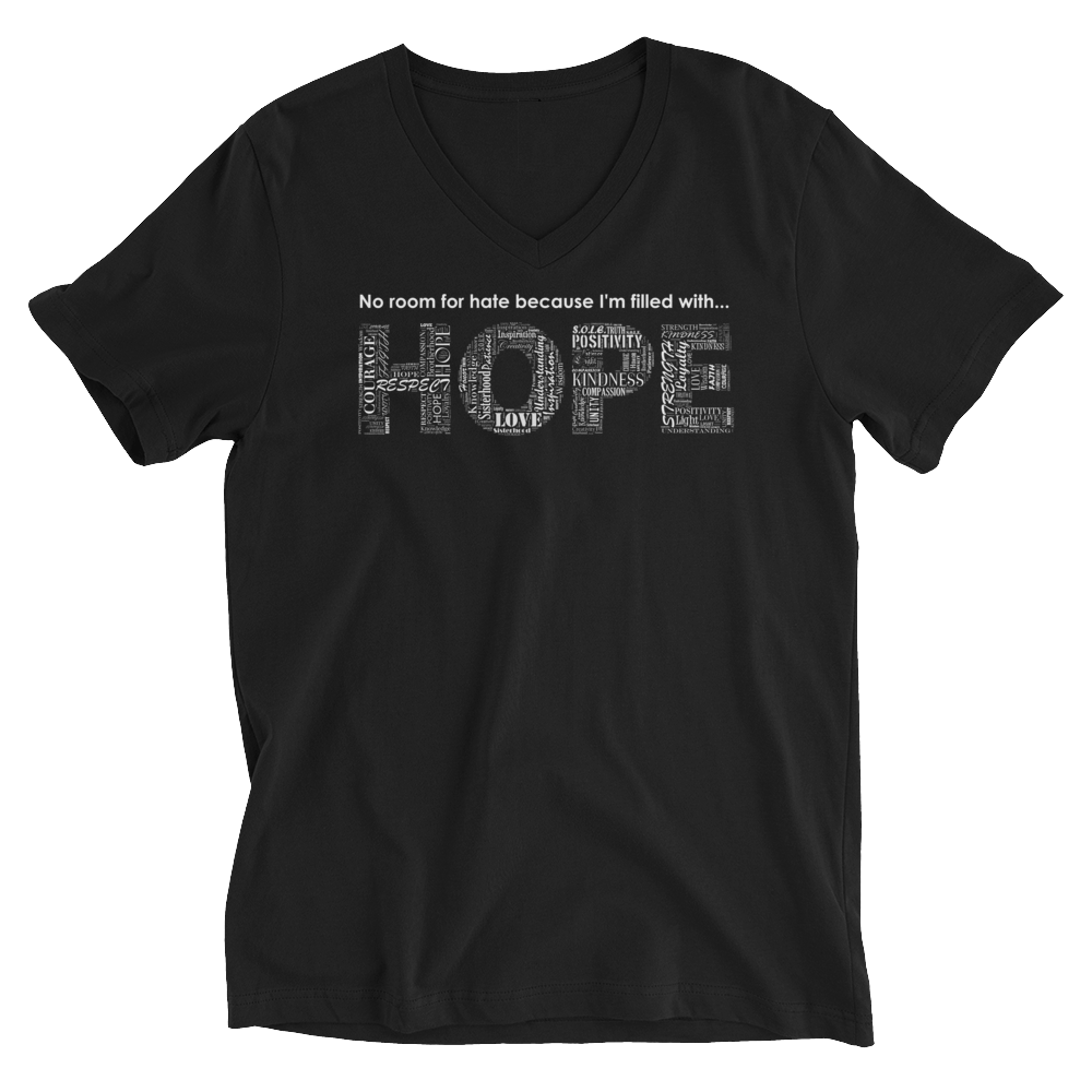 Image of Filled With HOPE Unisex V-Neck Tee in Black or White