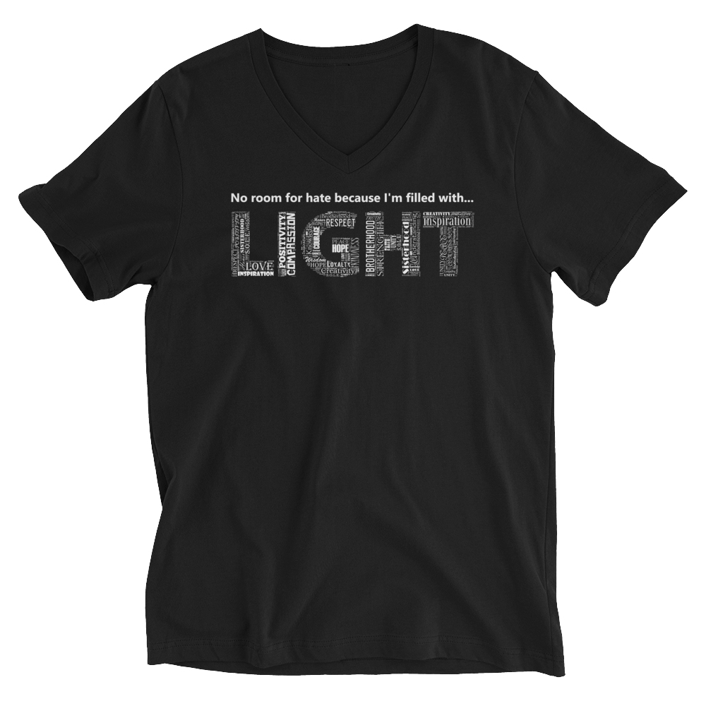 Image of Filled With LIGHT Unisex V-Neck Tee in Black or White