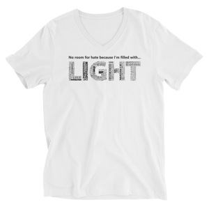 Image of Filled With LIGHT Unisex V-Neck Tee in Black or White