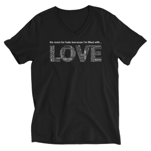 Image of Filled With LOVE Unisex V-Neck Tee in Black or White