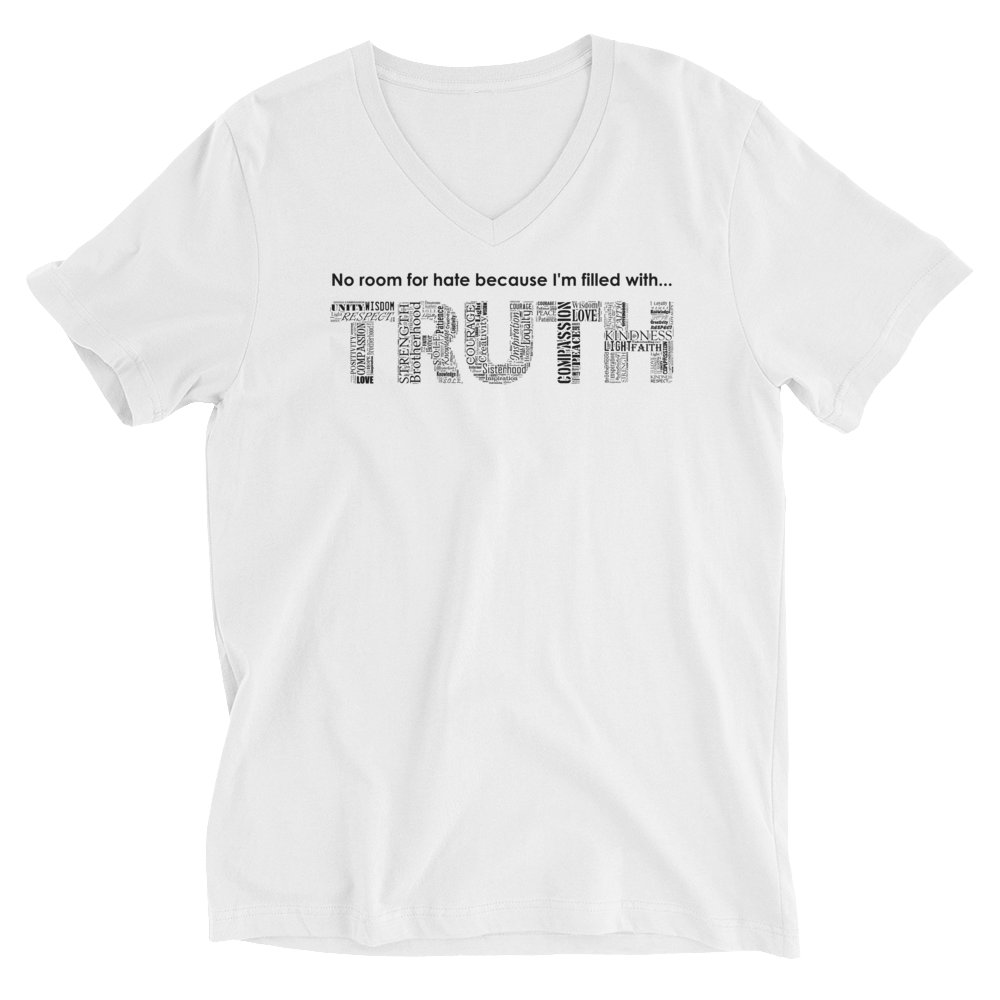 Image of Filled With TRUTH Unisex V-Neck Tee in Black or White