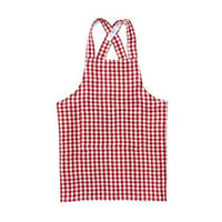 Image 1 of Linen Kid Apron - red & white checkered