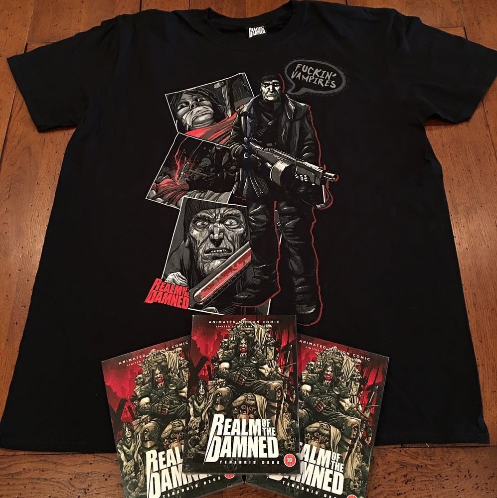 Image of REALM OF THE DAMNED Limited Edition DVD (Signed) with FREE ROTD T-Shirt