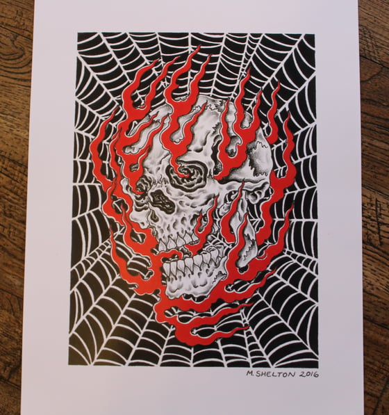 Image of Webbed Skull Print
