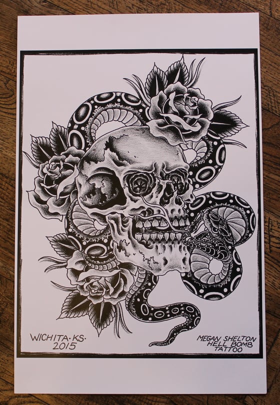 Image of Skull Snake Print