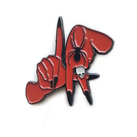 Image 1 of Los Angeles hands Enamel pin red and black