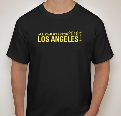 Image of NBA All-Star Weekend 2018 Los Angeles Black T-Shirt with Yellow Logo