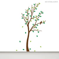 Image 1 of Baum Wandtattoo mit Vogel und 60 Blättern