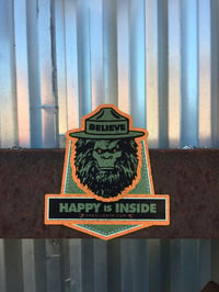 Image 1 of Believe Happy is Inside,  custom die-cut magnet.