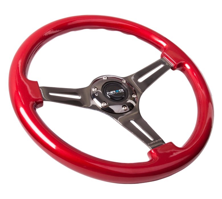 Image of NRG ST-015BK-RD Red Wood Wheel 350MM + QR