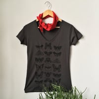 Image 1 of Moth Print V-neck Tee- Ladies Fit