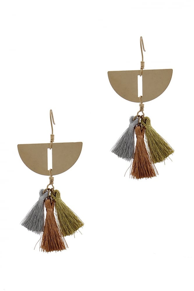 Image of 3 Tassel Gold Tone Drop Earrings (3 Colors Available)