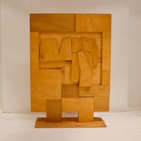 Image 5 of Folk Art Wooden Screen with Abstract Design