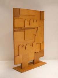 Image 1 of Folk Art Wooden Screen with Abstract Design