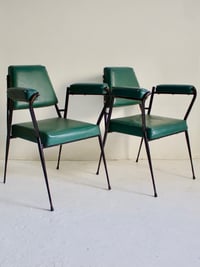 Image 1 of Pair of Italian Armchairs with Metal Frames, 1950s