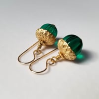Image 1 of Emerald Acorn Earrings