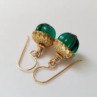 Image 2 of Emerald Acorn Earrings