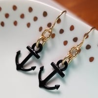 Image 3 of AnchorsAweigh - Black Anchor Earrings