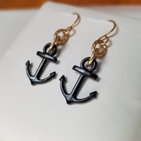 Image 1 of AnchorsAweigh - Black Anchor Earrings
