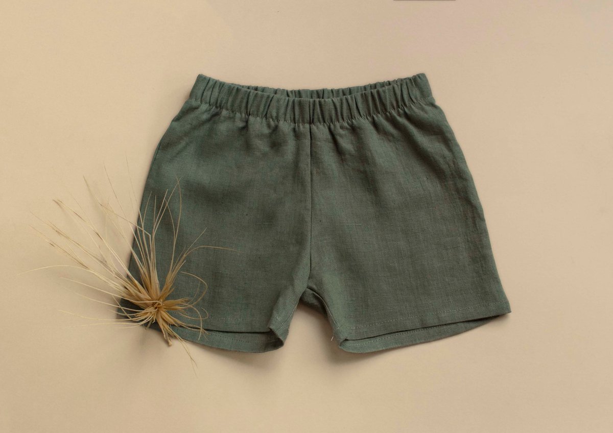 Image of Everyday linen shorts mustard and sage