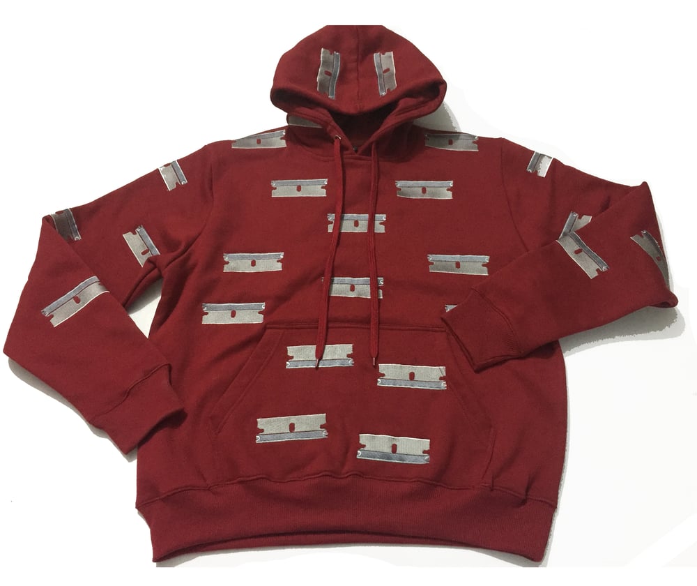 Image of RAZOR EMBROIDERED HOODIE (BURGUNDY)