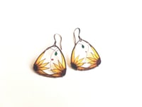 Image 2 of Sunflower Triangle Earrings. Copper earrings