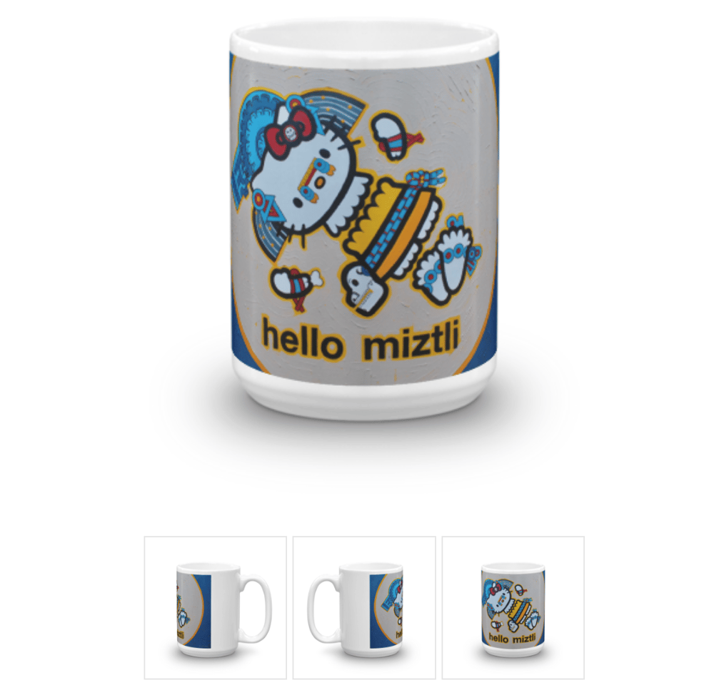 Image of hello miztli mug, white + glossy, 11 oz + 15 oz