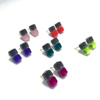 Image 1 of Náušnice Double round sque grey & color