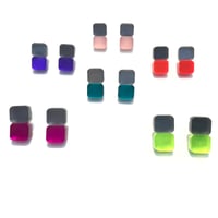 Image 3 of Náušnice Double round sque grey & color