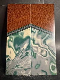 Image 2 of Crosscut Micarta & Green Burl G10 Segmented Knife Scales