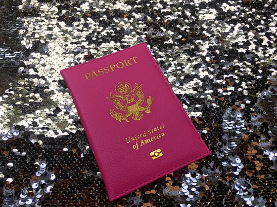 Image of *GLAM GLOBETROTTER* HOT PINK PASSPORT COVER