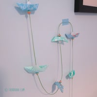 Image 3 of Guirlande origami bateaux menthe et bleus
