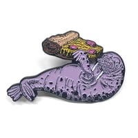 Image 1 of Pizza Walrus Enamel Pin + Free Pizza Monster Sticker**