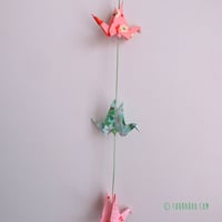 Image 2 of Guirlande petites grues menthe et roses