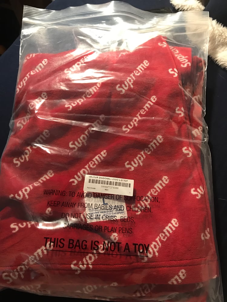 Image of Supreme Velour Diagonal Logo Top