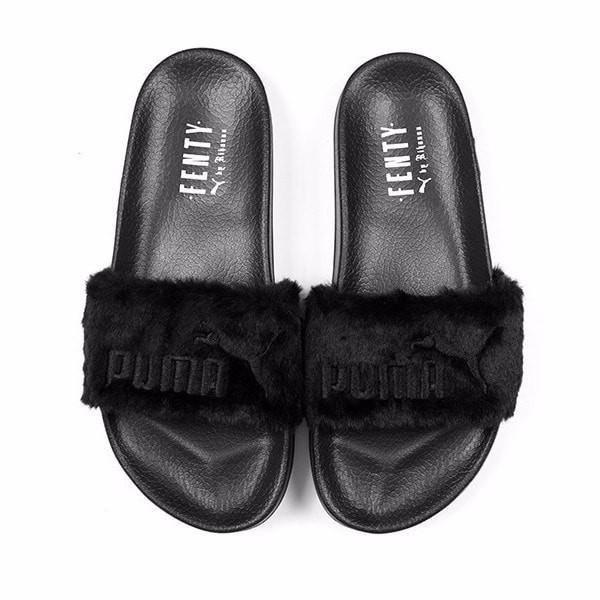 Image of Black Fenty Fur Slide