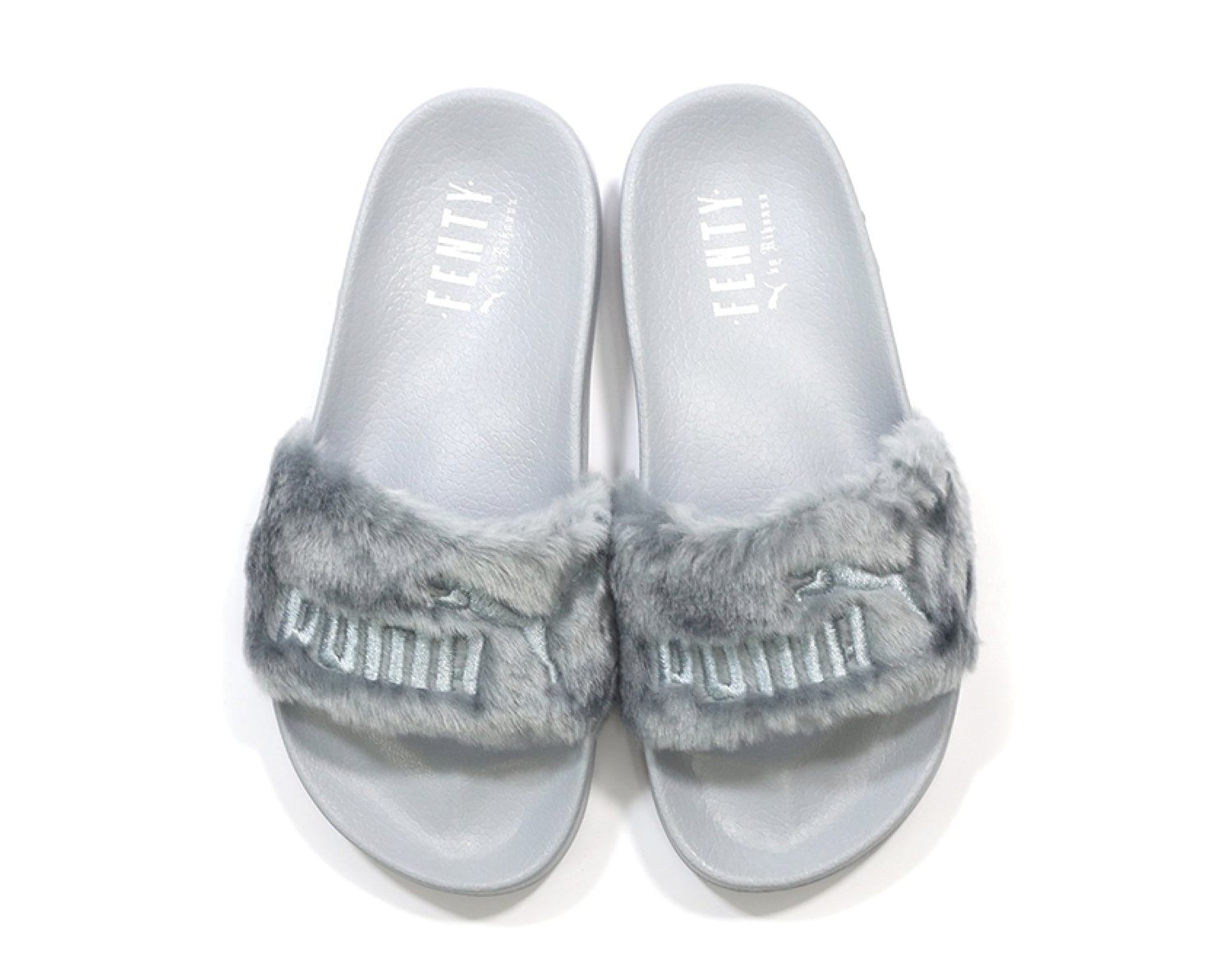 Image of Grey Fenty Fur Slides