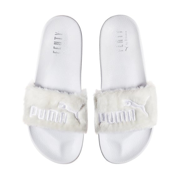 Image of White Fenty Fur Slides