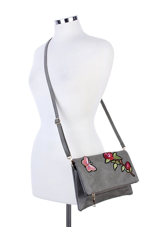 Image of Embroidered Faux Leather Clutch (Two Colors Available)