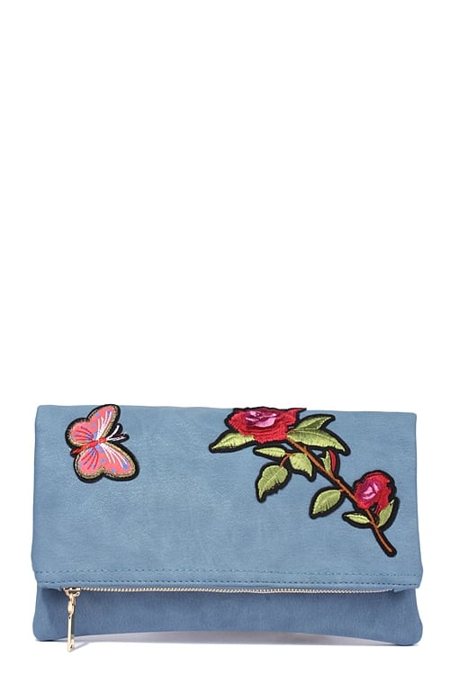 Image of Embroidered Faux Leather Clutch (Two Colors Available)