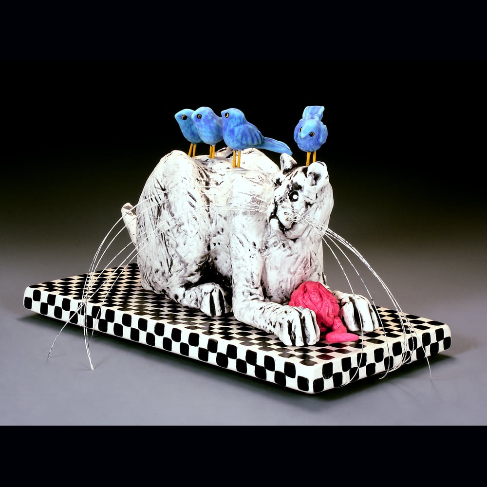 Image of Ceramic Cat Sculpture - Ratty Cat